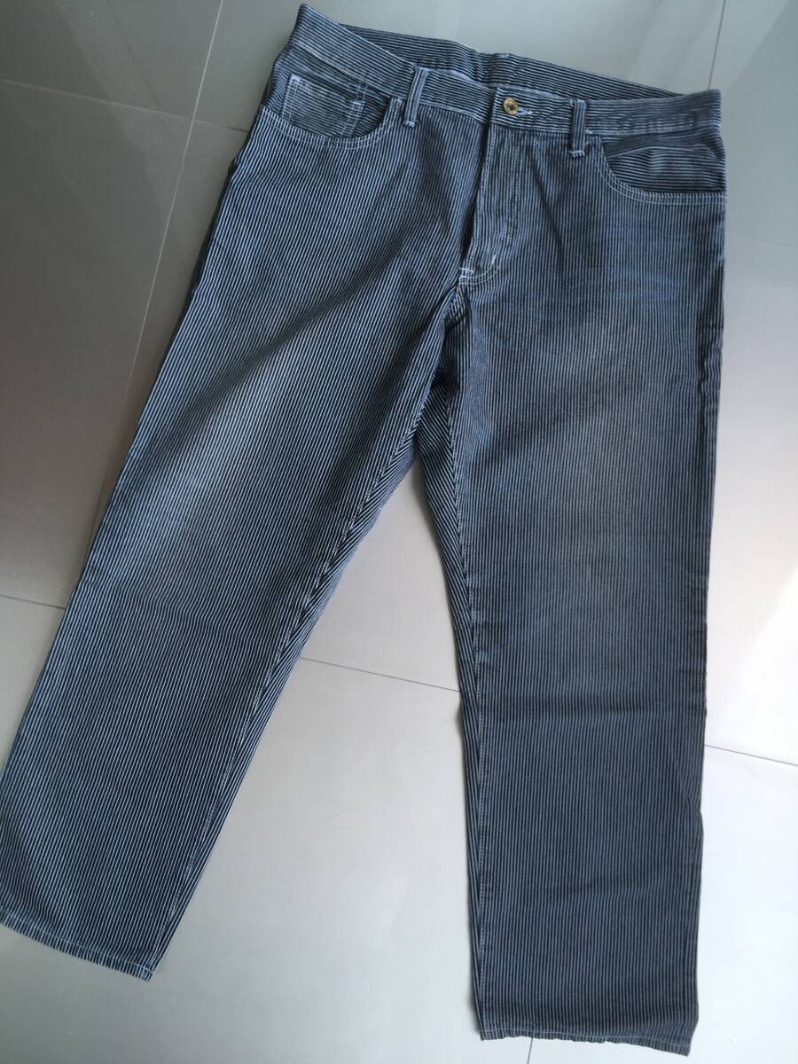 GU ヒッコリー テーパード クロップド アンクル デニム パンツ ジーンズ Gパン Lサイズ ・拍卖