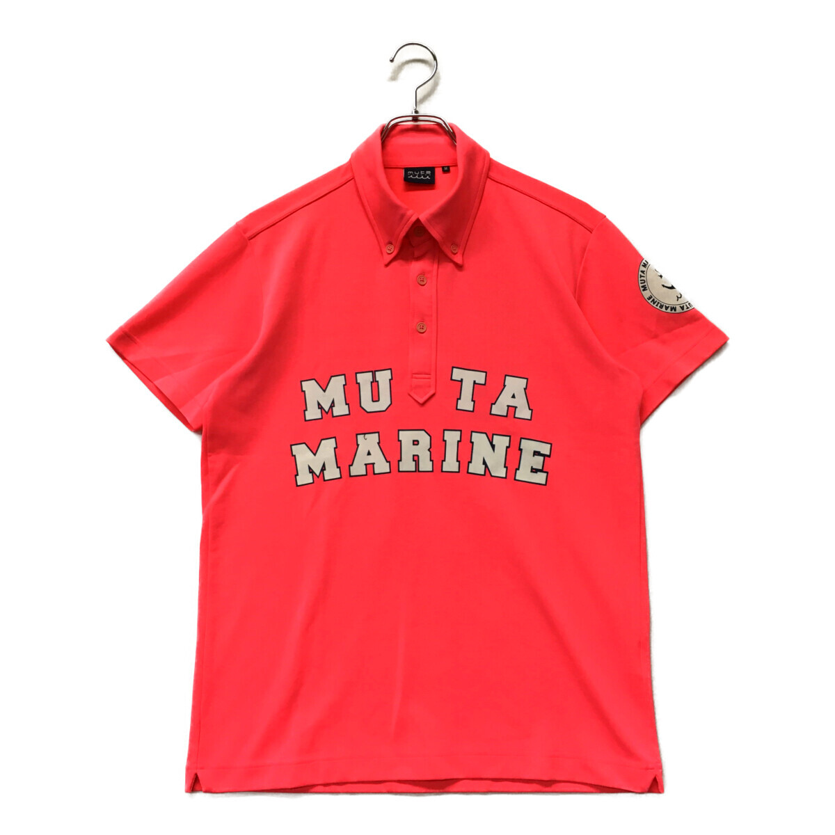 coco 中古【値下げ】 ムータマリン muta MARINE 半袖ポロシャツ M ピンクネオンカラー メンズ レターパックプラス発送可 97303拍卖