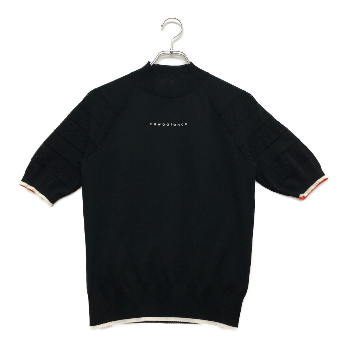 coco 中古【値下げ】 ニューバランスゴルフ レディース 半袖シャツ1(M) 黒 ブラック ハイネック ニットシンプル ネコパケ発送可 95323拍卖
