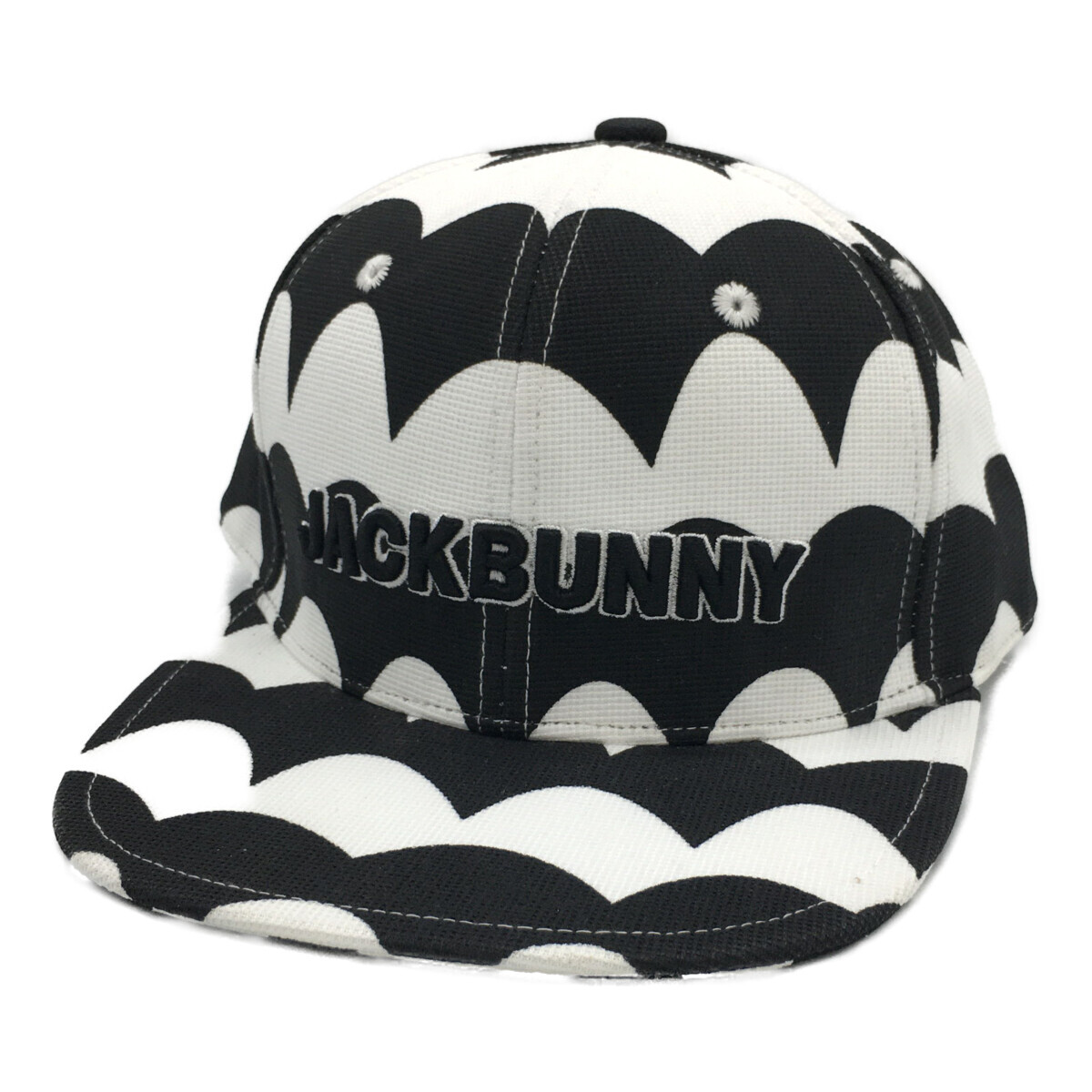 coco 中古【値下げ】 ジャックバニーフラットキャップ フリー ホワイト×ブラック 波柄ボーダー レターパックプラス発送可 91620拍卖