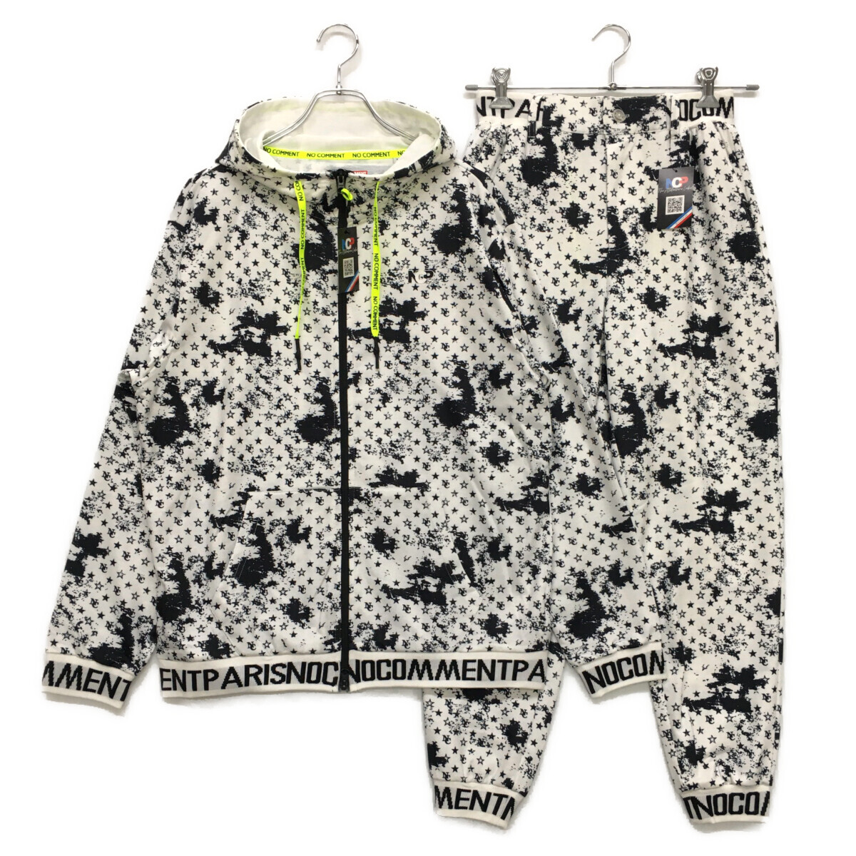 coco 未使用品【SALE】 ノーコメントパリ NO COMMENT PARIS メンズ セットアップ L 白×黒 総柄 2023年モデル 春秋 88256拍卖
