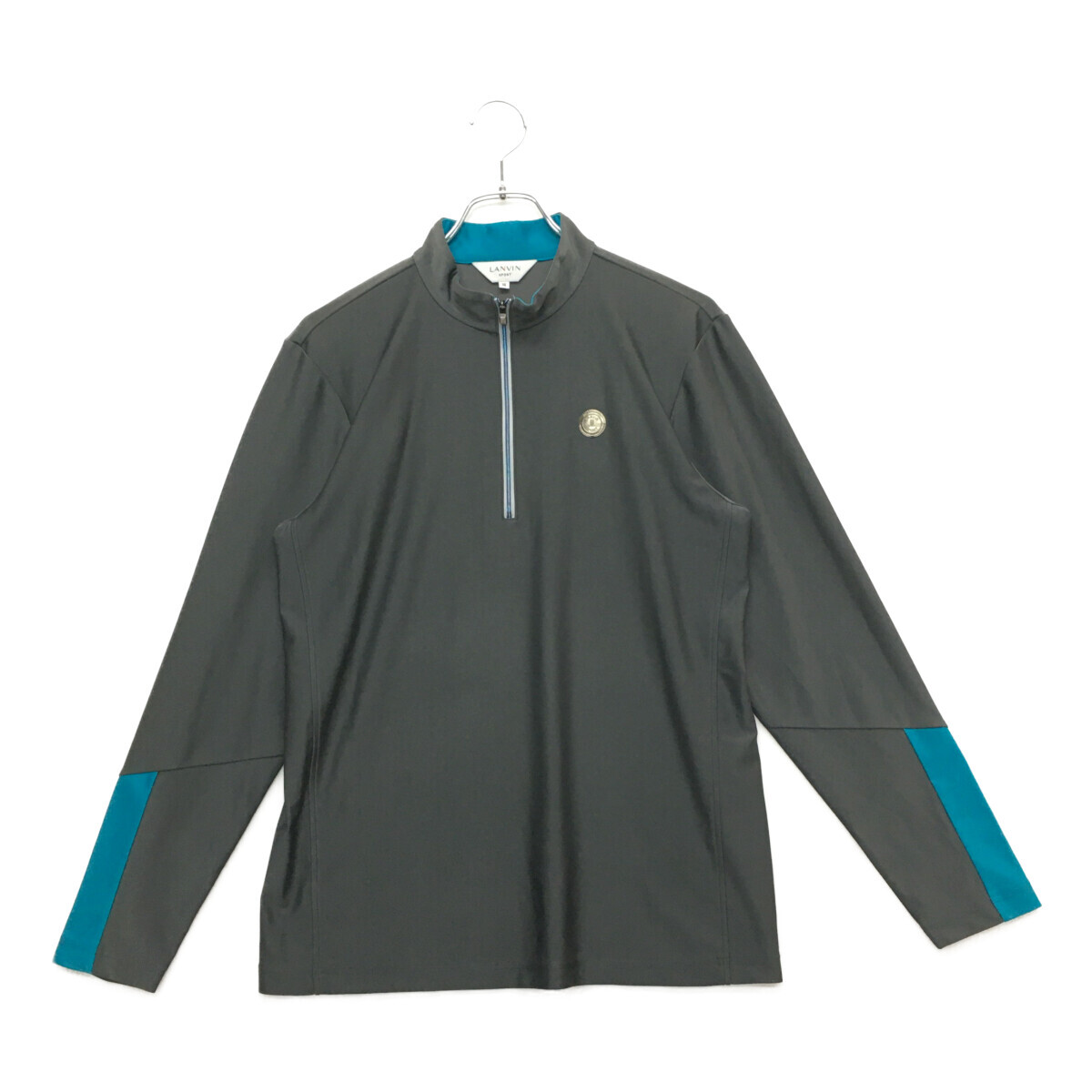 coco 中古【値下げ】ランバンスポールメンズ 長袖シャツ 38(M) チャコールグレー ハーフジップ レターパックプラス発送可 94488拍卖