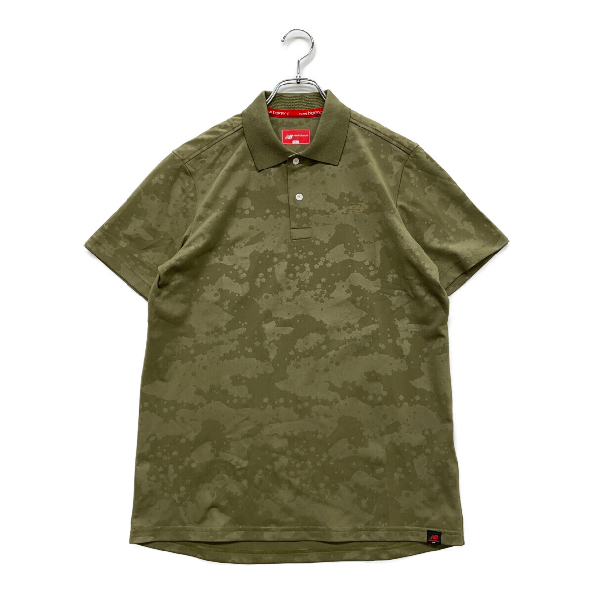 coco 中古【値下げ】 ニューバランスゴルフメンズ 半袖ポロシャツ 5(L) カーキ カモフラ柄 レターパックプラス発送可 92595拍卖
