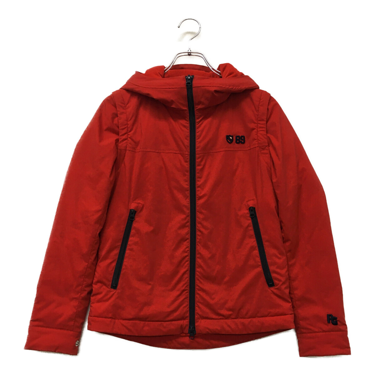 coco 中古 【値下げ】パーリーゲイツ PEARLY GATES レディース ブルゾン 0(S) 赤 中綿入 フード付き 2WAY 裏起毛 防寒 アウター K1463拍卖