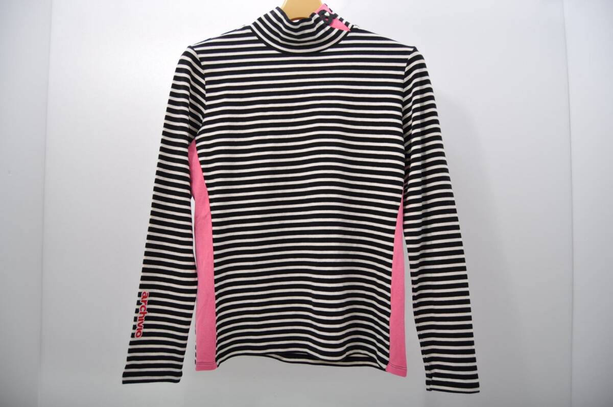 coco 中古【値下げ】アルチビオ レディース 長袖シャツ 38(M) 黒×白 長袖ハイネックカットソー ボーダー レターパックプラス発送可 81862拍卖