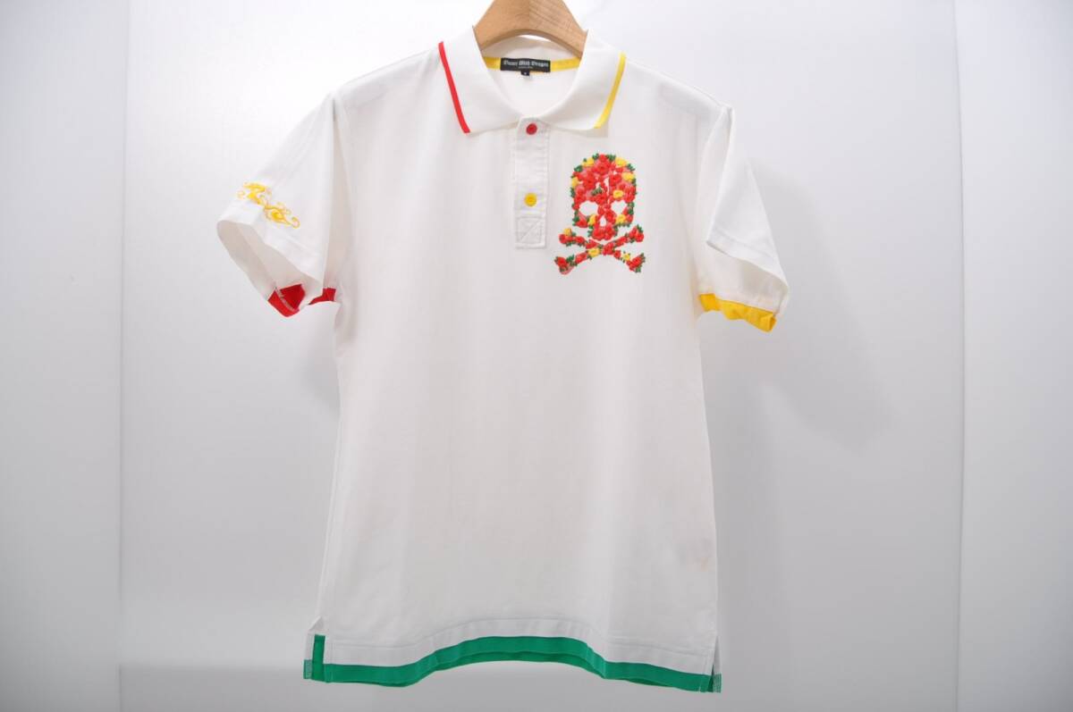 coco 中古【値下げ】 ダンスウィズドラゴン DANCE WITH DRAGON メンズ 半袖ポロシャツ 2(M) 白 ホワイト レターパックプラス発送可 80435拍卖