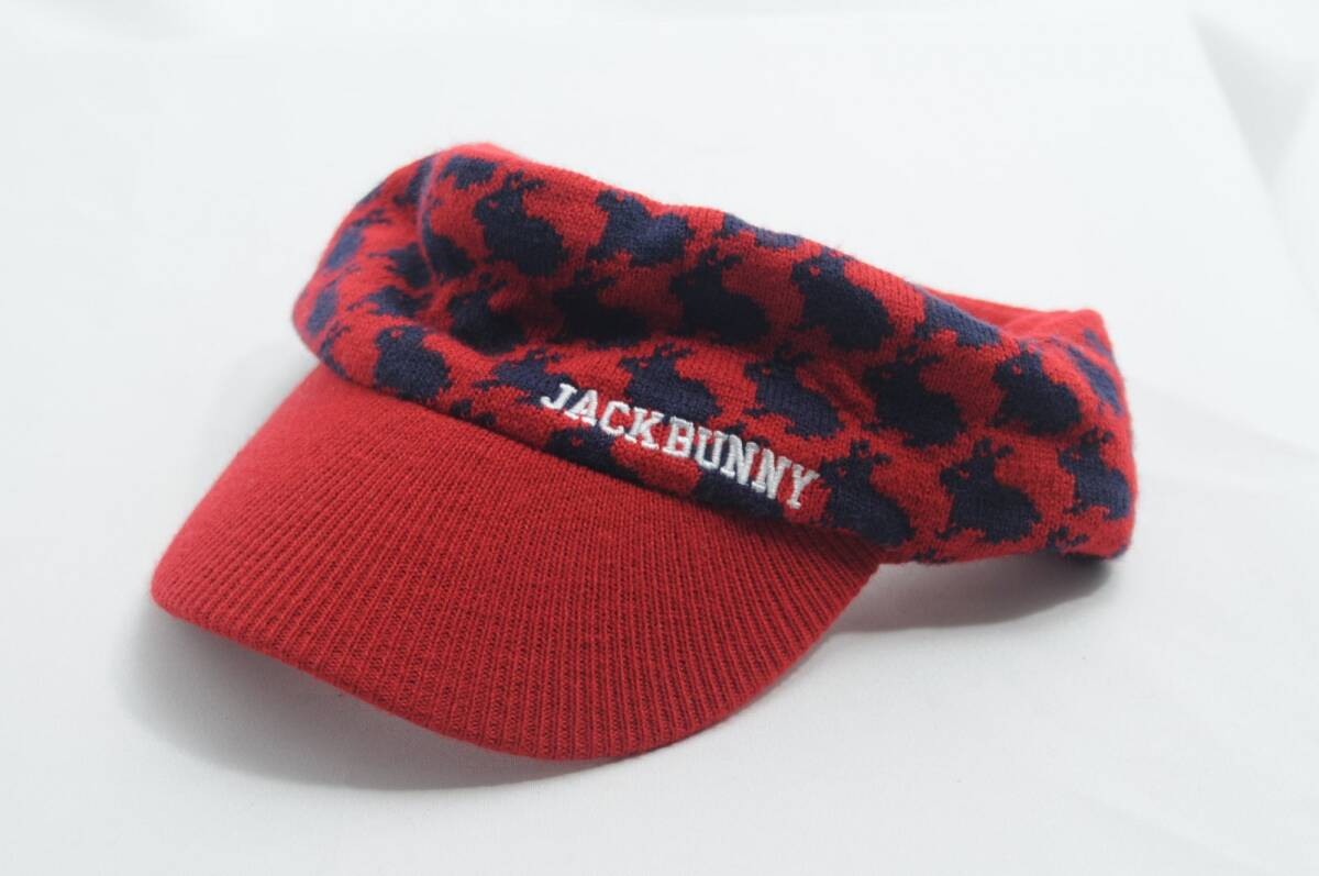 coco 中古【値下げ】 ジャックバニー Jack Bunny!! サンバイザー フリー赤 ニット 秋冬 ウサギ柄 レターパックプラス発送可 071158拍卖
