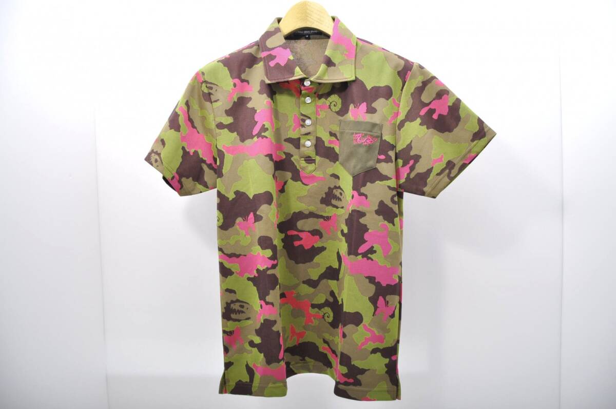 coco 中古【値下げ】 ダンスウィズドラゴン メンズ 半袖ポロシャツ 3(L) カーキ ソイルカモフラ柄 レターパックプラス発送可 77008拍卖
