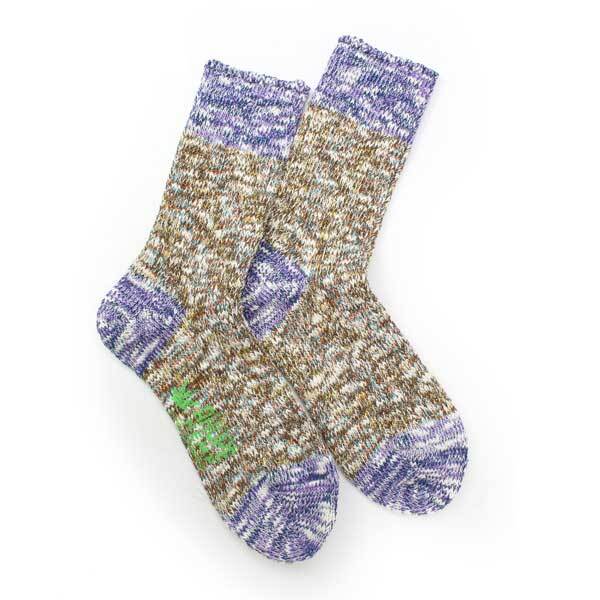 < パープル >< 25-27cm >A HOPE HEMP ア ホープヘンプ 靴下 クルーソックス HSX-295 メンズ レディース 日本製拍卖