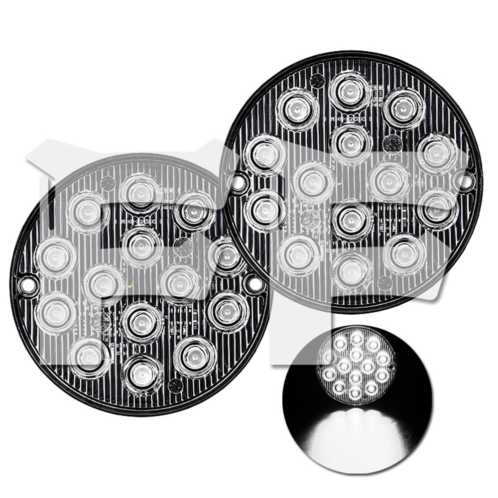 送料無料● 2モード 超薄型 丸型 LED ライト ハザード ストロボ/フラッシュ/警告灯 ホワイト パトロール 点滅ライト トラック 12V/24V 2個拍卖