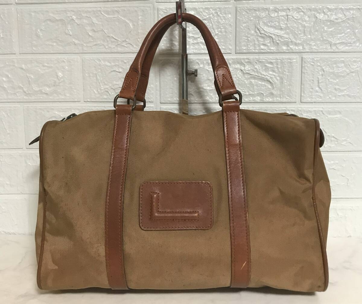 no28235 LANCEL ランセル ヴィンテージ ナイロン 本革 レザー ハンド トート ミニボストン バッグ ☆拍卖