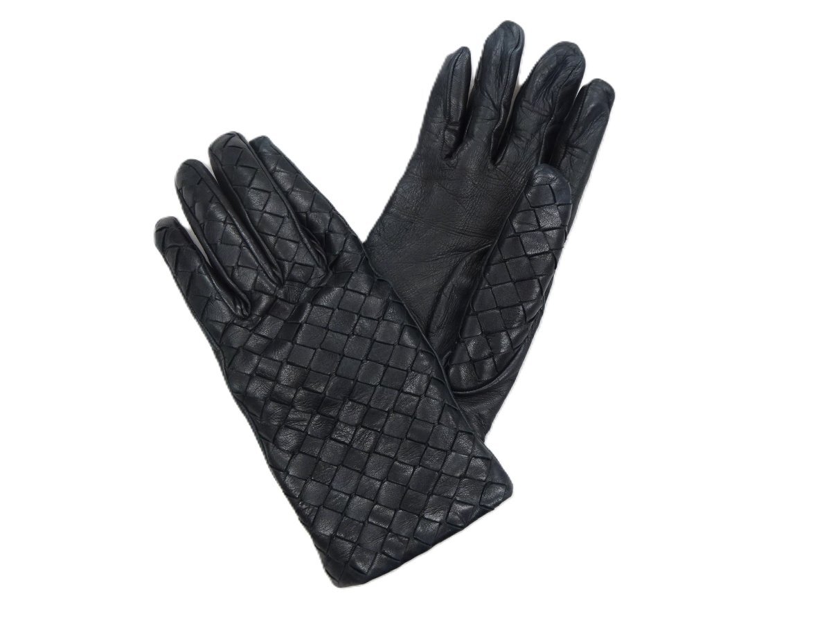 リステリ RESTELLI イタリア製 レザー グローブ イントレチャート 100%カシミア ブラック 7 メッシュ 本革 手袋 7拍卖