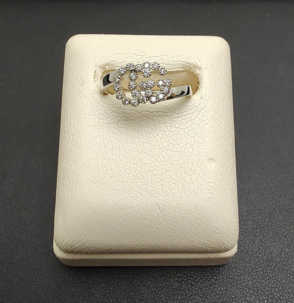 中古品 K18 グッチ ダブルG ダイヤモンドリング 指輪 サイズ11 イタリア製拍卖