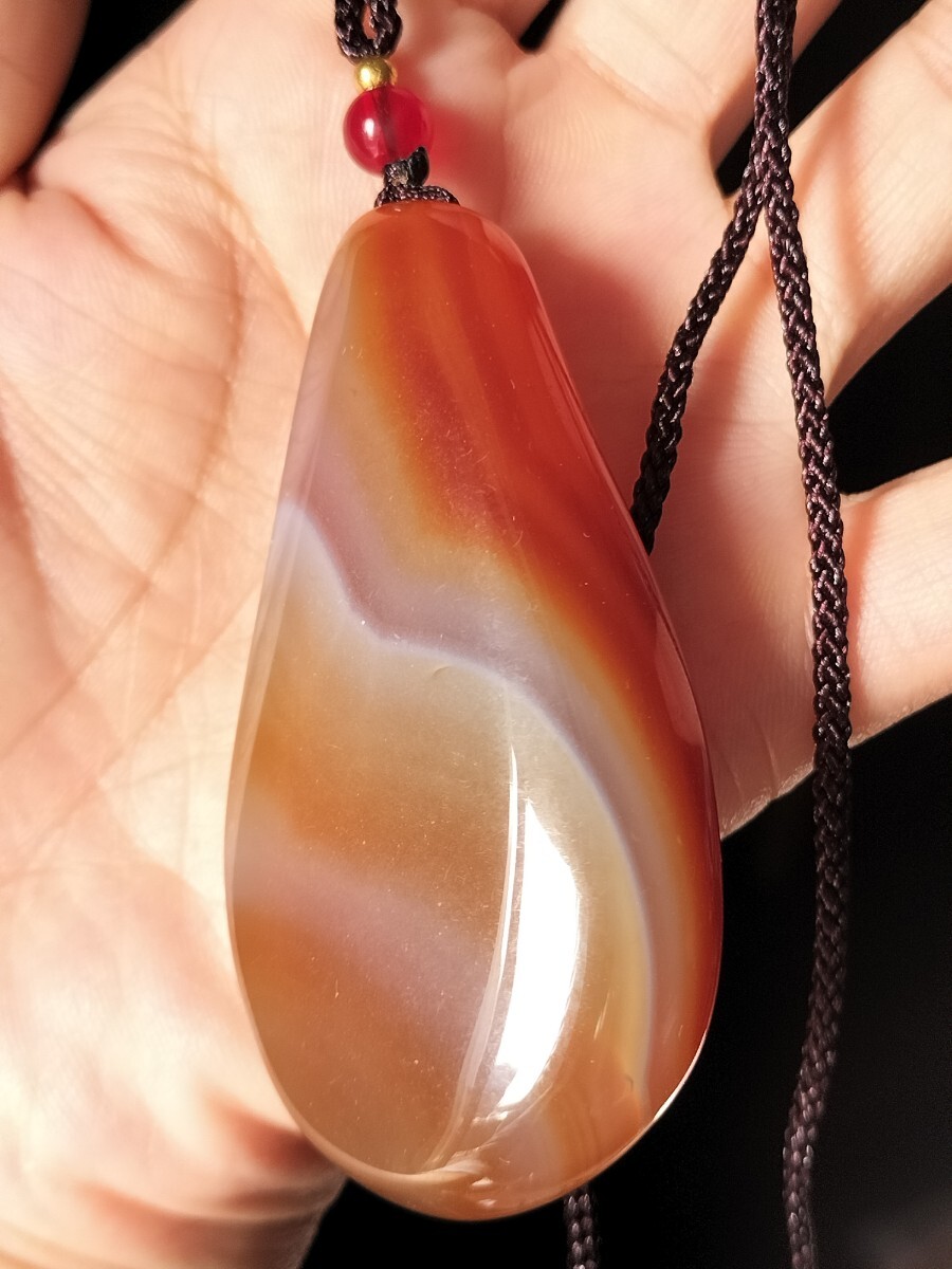 縞瑪瑙 メノウ カーネリアン 天然石 天然原石 守り石 ネックレス拍卖