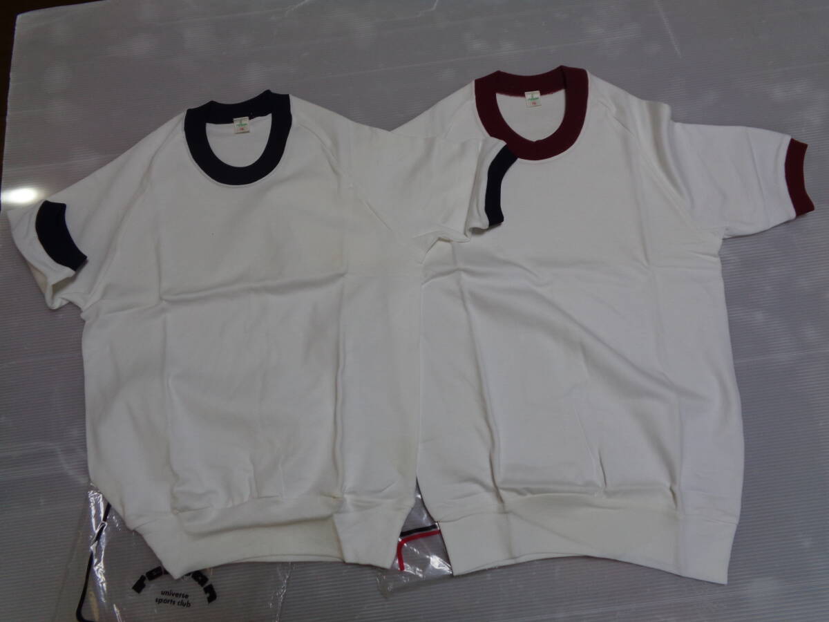 2枚 13(ジュニア) 紺とエンヂ reiban レイバン 半袖 Tシャツ 体操着 体操服 昭和レトロ 未使用日焼け、カビシミ汚れ!拍卖
