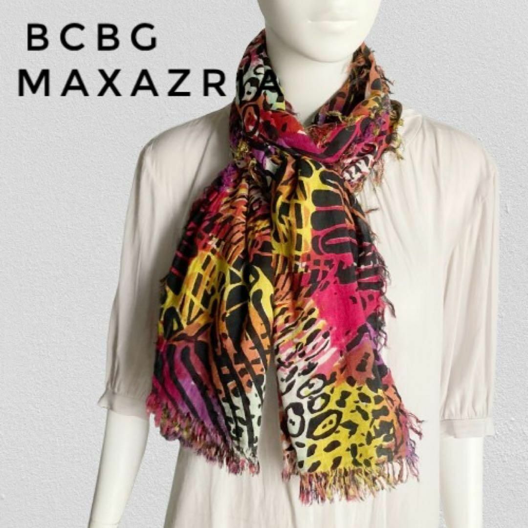 BCBGMAXAZRIA 大判ストール アニマル柄 ヒョウ ゼブラ マルチカラー ビーシービージーマックスアズリア拍卖