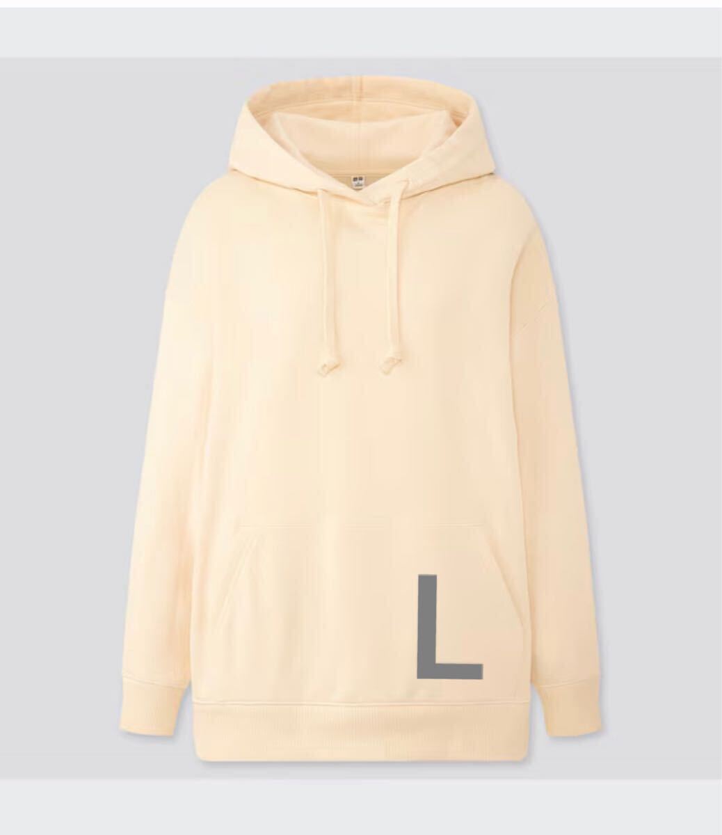 ★新品★ユニクロUNIQLOスウェットオーバーサイズプルパーカ長袖パーカー フーディ オフホワイト白トレーナーLサイズ プルオーバー拍卖