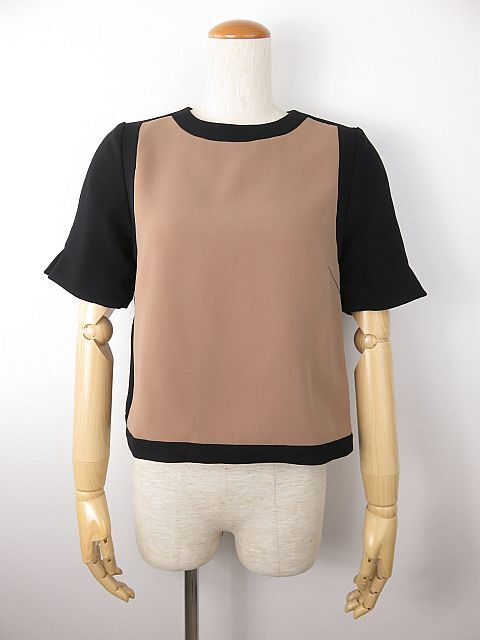 【送料無料】リバーシブル仕様 半袖カットソー 黒 キャメル色 M拍卖