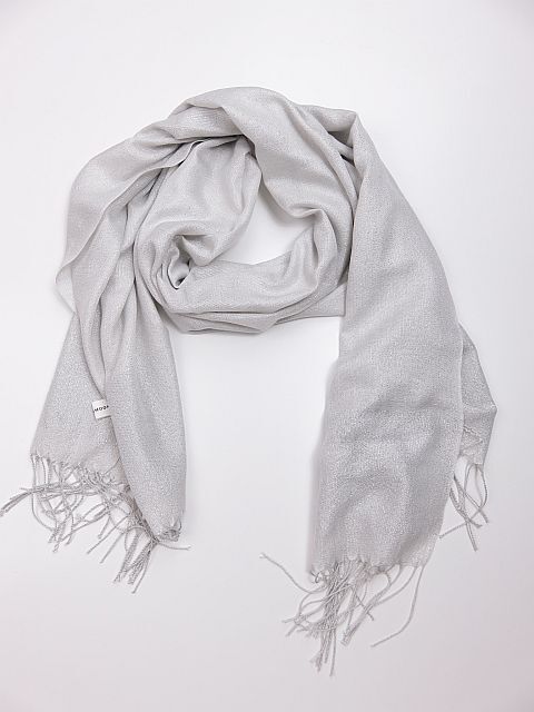 【送料無料】美品 ラグナムーン ストール ライトグレー ラメ入り おしゃれで華やかな一品!拍卖