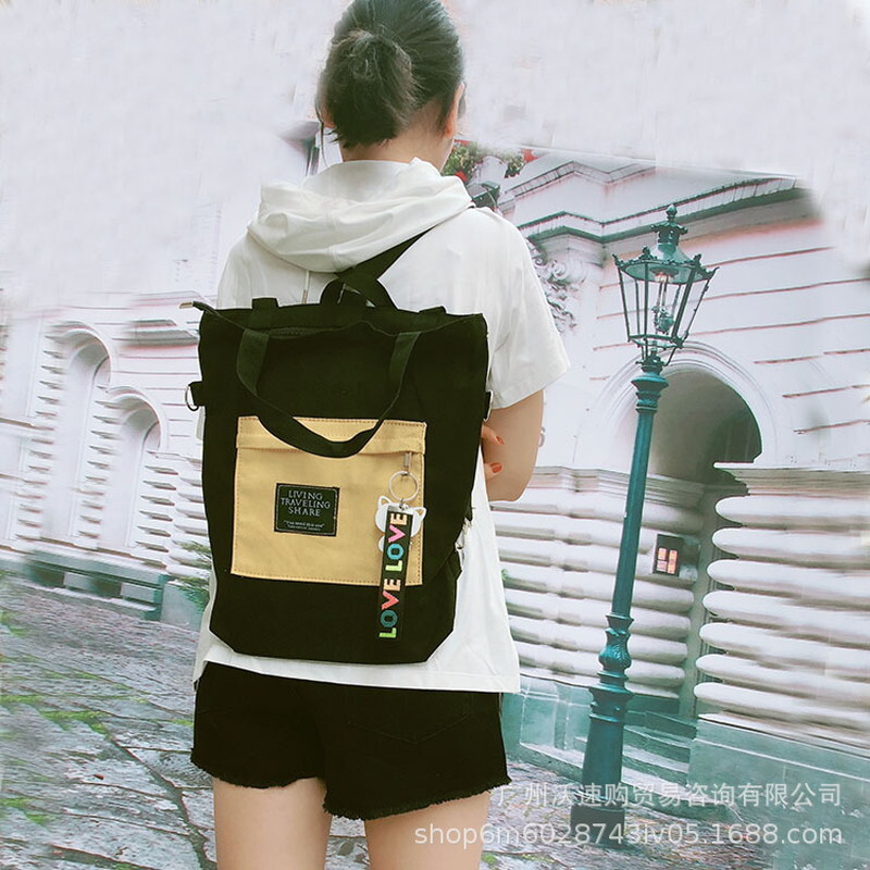 3WAY キャンバス トートバッグ 【ブラック】 入園 入学 レッスンバッグ 塾用 おけいこ 書類拍卖