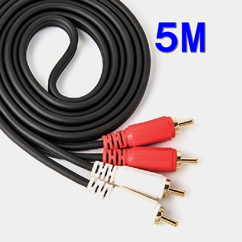 【 5M 】 2RCAオス-2RCAオス ケーブル デュアル RCAプラグ⇔デュアルRCAプラグ ケーブル AV 2Pin拍卖