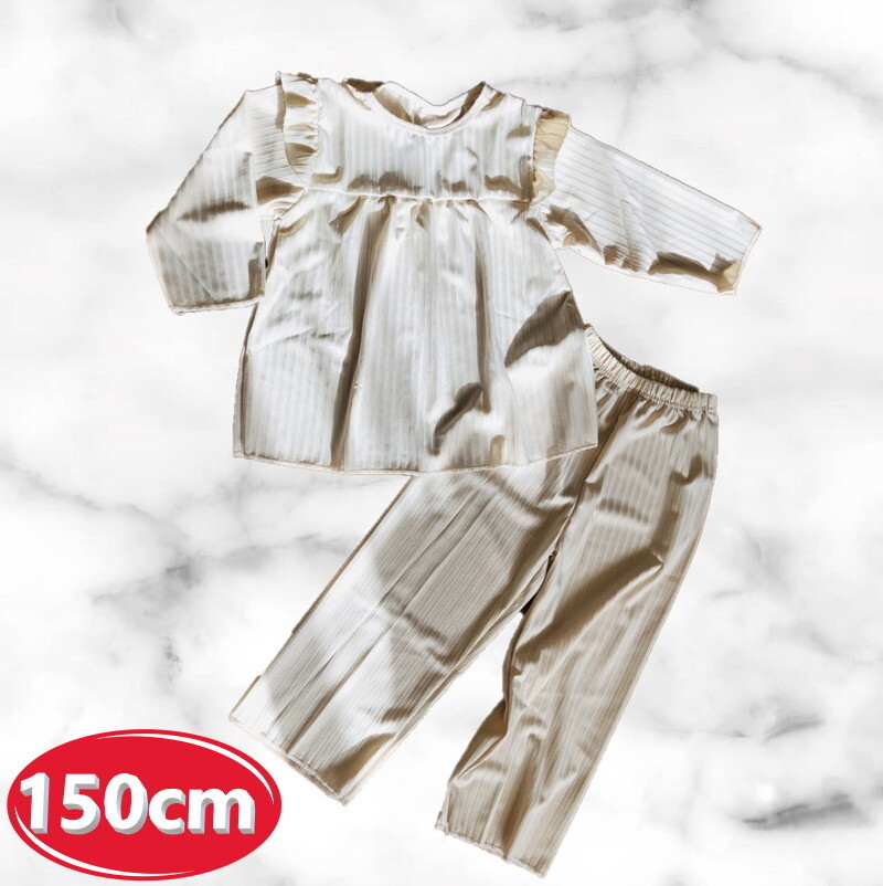 ふわっと可愛い! Aライン デザインルームウェアー 【アイボリー 150cm】 女の子 可愛い 部屋着 敏感肌にもおすすめ拍卖