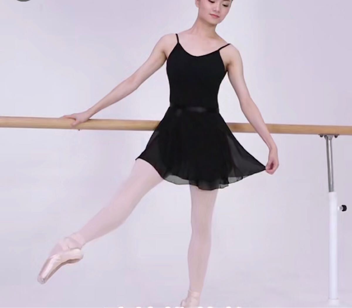 短く過ぎない30cm♪【TING】バレエ・ダンス用シフォン巻きスカート色:黒拍卖