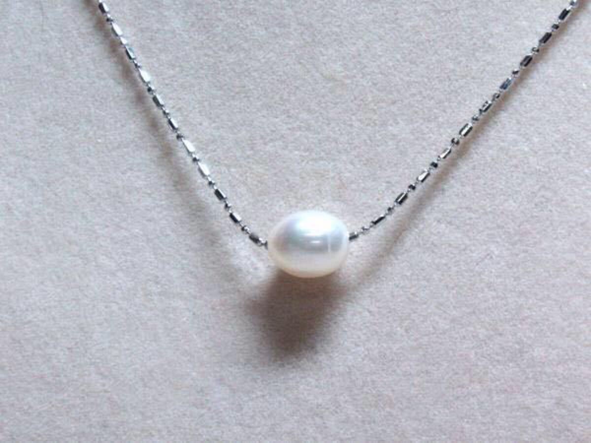 sv501w素敵♪天然真珠/ホワイトパールペンダントネックレス♪6月の誕生石♪拍卖