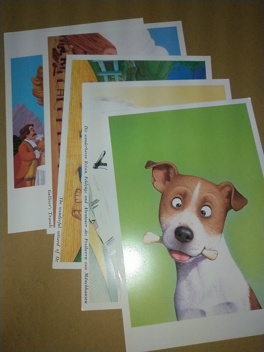 【未使用絵はがき】小学館 世界の名作佐藤邦雄イソップ物語 J.F.Martinほら男爵の冒険 川端英樹オズの魔法使い 高橋常政ガリバー旅行記拍卖