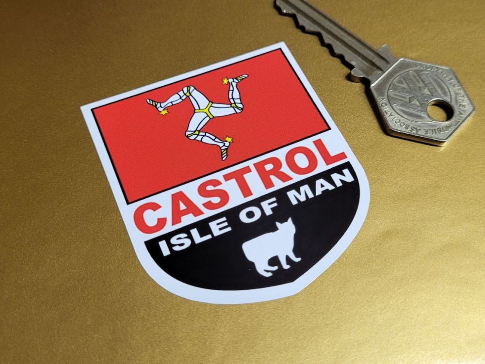 Isle of Man Castrol マン島 カストロール 55mm x 63mm 2枚セット 車 バイク ステッカー デカール 送料無料拍卖