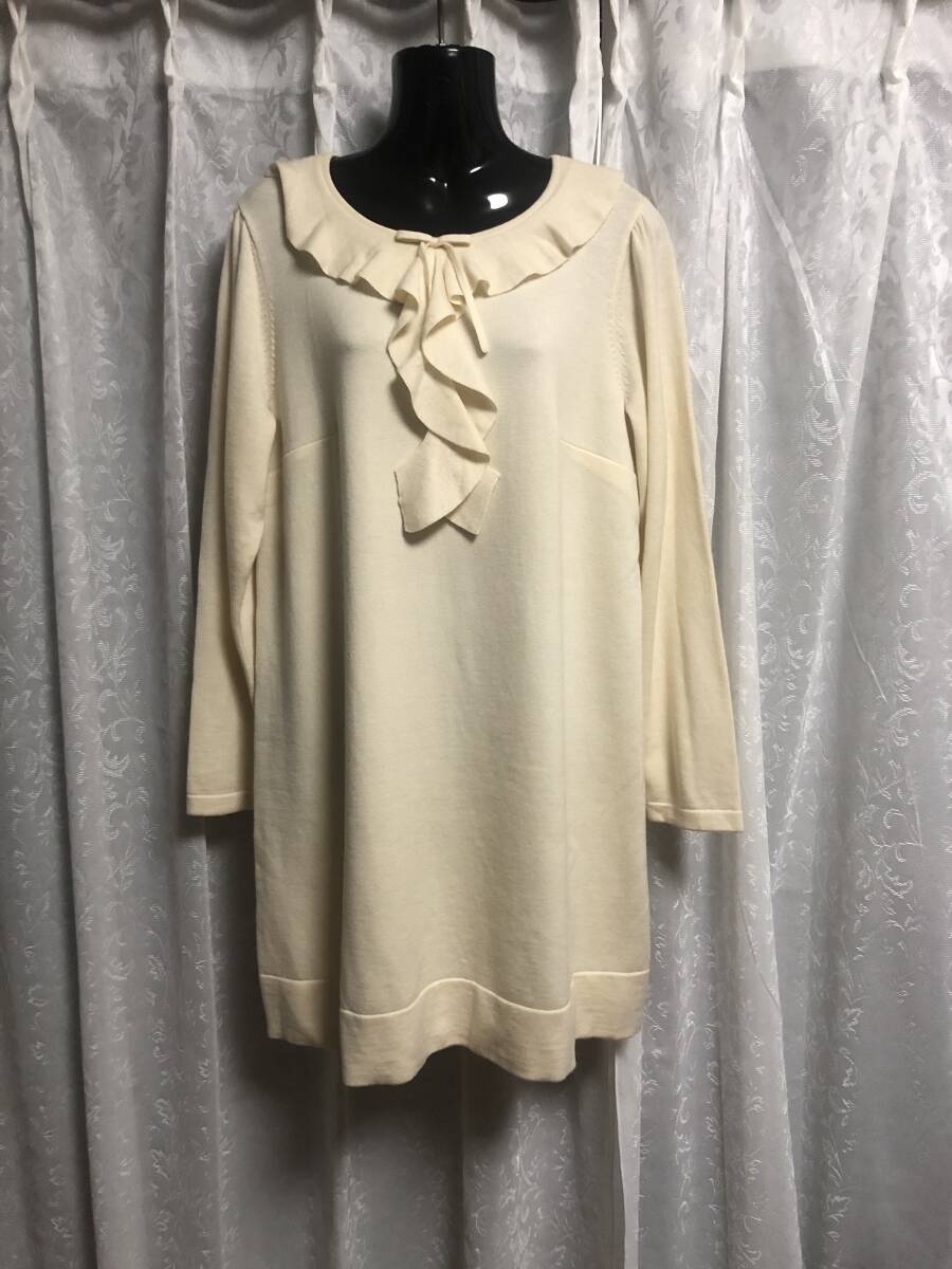 新品タグ付き 大きいサイズ トゥービーシック フリル リボン ニットワンピース44拍卖