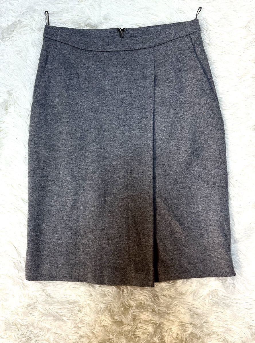 MaxMara マックスマーラ 白タグ ウールスカート グレー拍卖