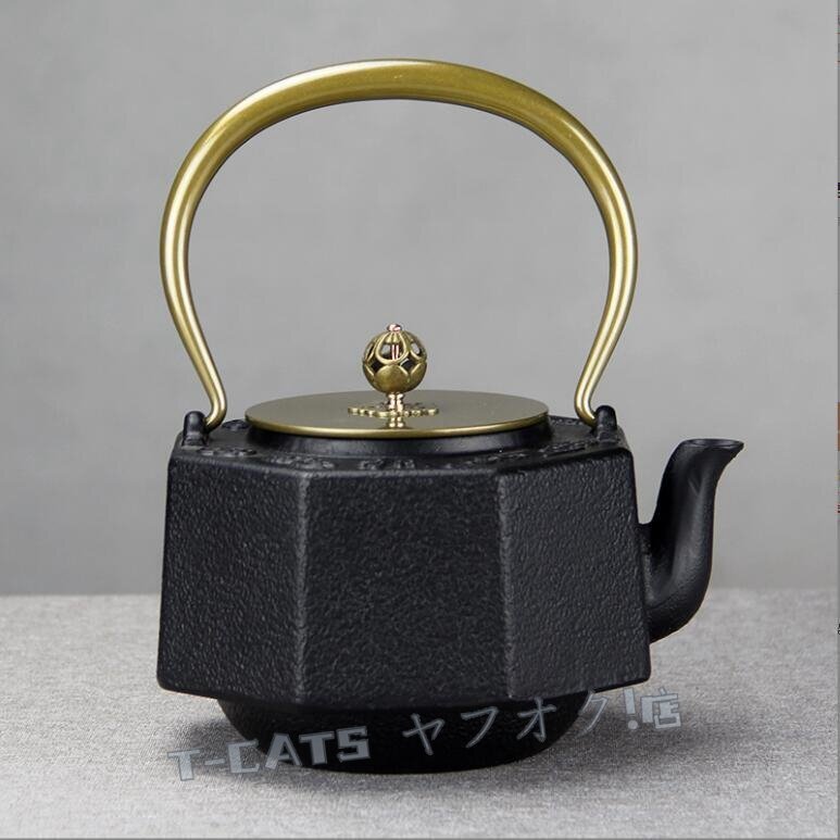 新品☆強力推薦 鉄瓶 提梁壺 茶道具 銅製蓋 銅製取っ手 対応 鉄やかん 鉄分補給 鉄びん お茶の道具拍卖