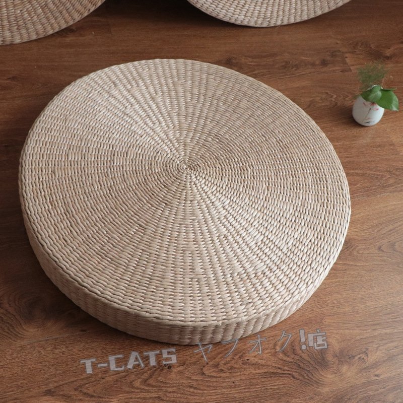 新品☆円形 クッション 畳 わら 枕 イス 座椅子 マット 座布団 床 リビング 部屋 ラウンド テーブル 机 手作り 編 おしゃれ拍卖