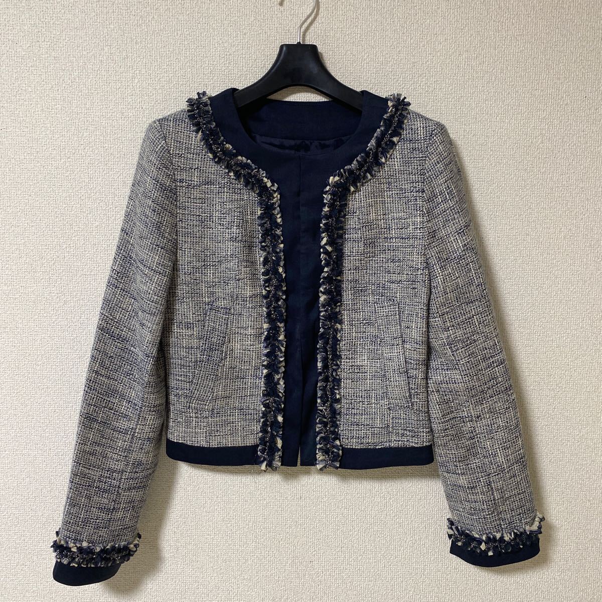 ビアッジョブルー ツイード ノーカラージャケット 1 ツイード DMW拍卖