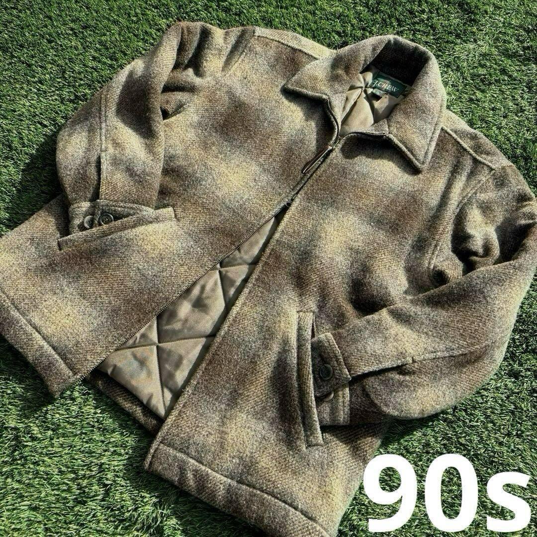 希少 美品 90s J.CREW 巨人タグ 茶 オンブレチェック ウール ジャケット y2k 古着 ジェイクルー シャドー オールド ビンテージ 90年代拍卖