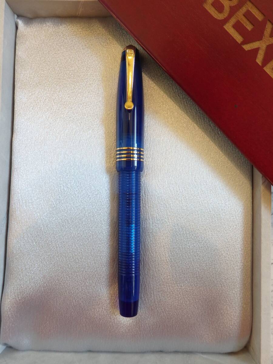 ◆【未使用・新品】Bexley USA made ベクスレイ Gem stone サファイア 万年筆 ペン先:バイカラー 14K 585ソリッドゴールド F拍卖