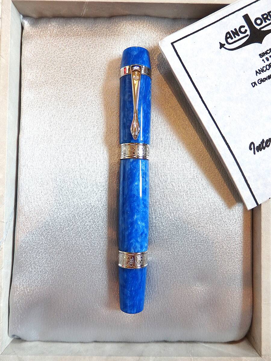 ◆【未使用・新品】Made in Italy Ancora アンコラ Perla Azul ブルーパール特別限定万年筆 ペン先:18K750ソリッドゴールド X アンコーラ拍卖