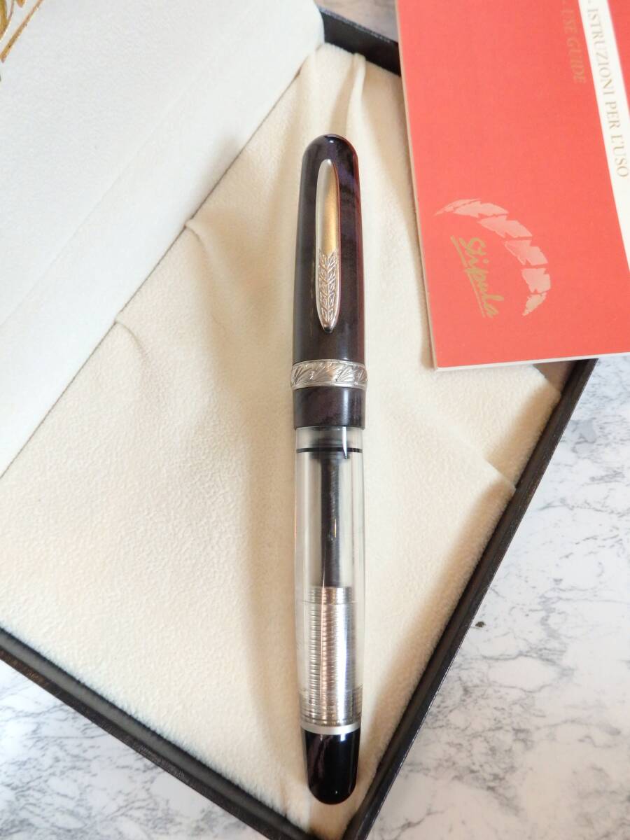 ◆【未使用】【限定品】イタリヤ製 スティピュラ万年筆 エトルリア エボナイト・パープル・スケルトン ペン先:チタニウム Tフレックス拍卖