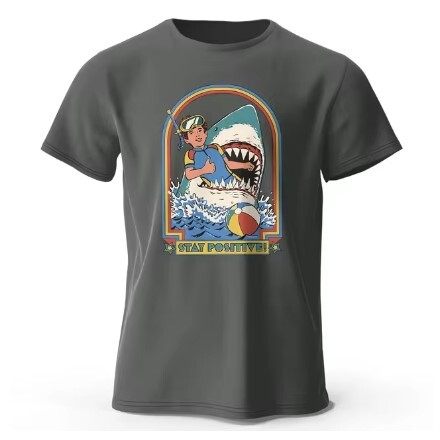 クラシックなヴィンテージ面白いサメTシャツ,肯定的なプリントの服,綿100%,スポーティなトップス サイズ:5XL 色:ダークグレー拍卖