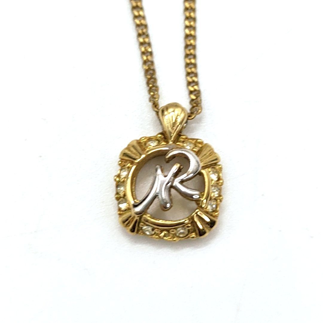 【中古】NINA RICCI ニナリッチ ネックレス ゴールド×シルバー コンビ ラインストーン Rロゴ レディース アクセサリー【匿名配送】拍卖