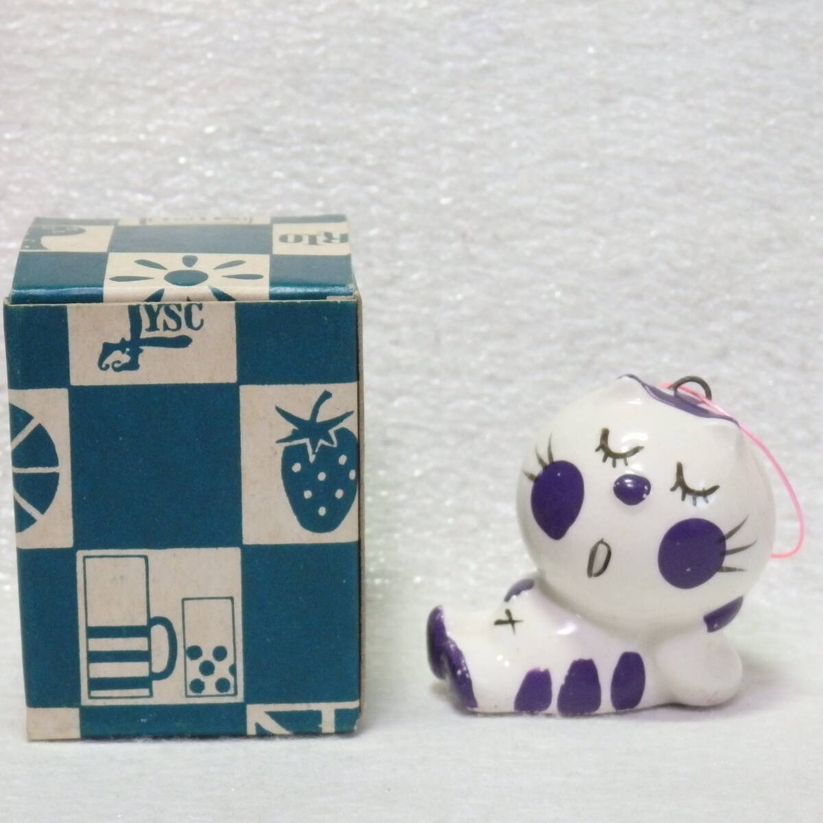 <新品未使用> 昭和レトロ 置物 陶器 猫ちゃん 水森亜土 <当時物 ビンテージ 箱付>拍卖