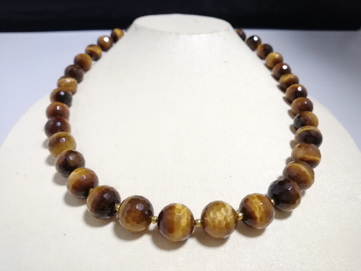 天然タイガーアイ128面カットファンシーネックレス 11402拍卖