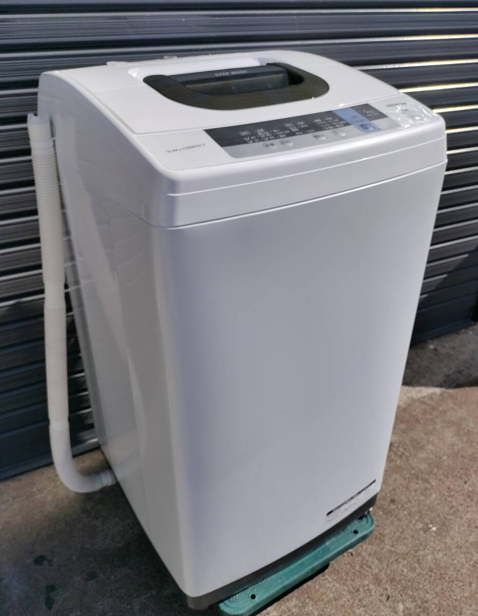 76【愛知・配送可】日立 5.0kg 全自動洗濯機 2ステップウォッシュ 風脱水 本体幅50cm 縦型 上開き NW-50C 2018年製 引き取り歓迎拍卖
