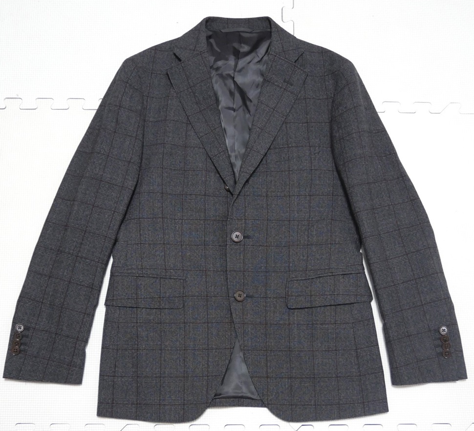 blazer's bank.com イタリア生地REDA 秋冬 チェック テーラードジャケット グレー 160cm-8Drop ブレザー スーツカンパニー拍卖