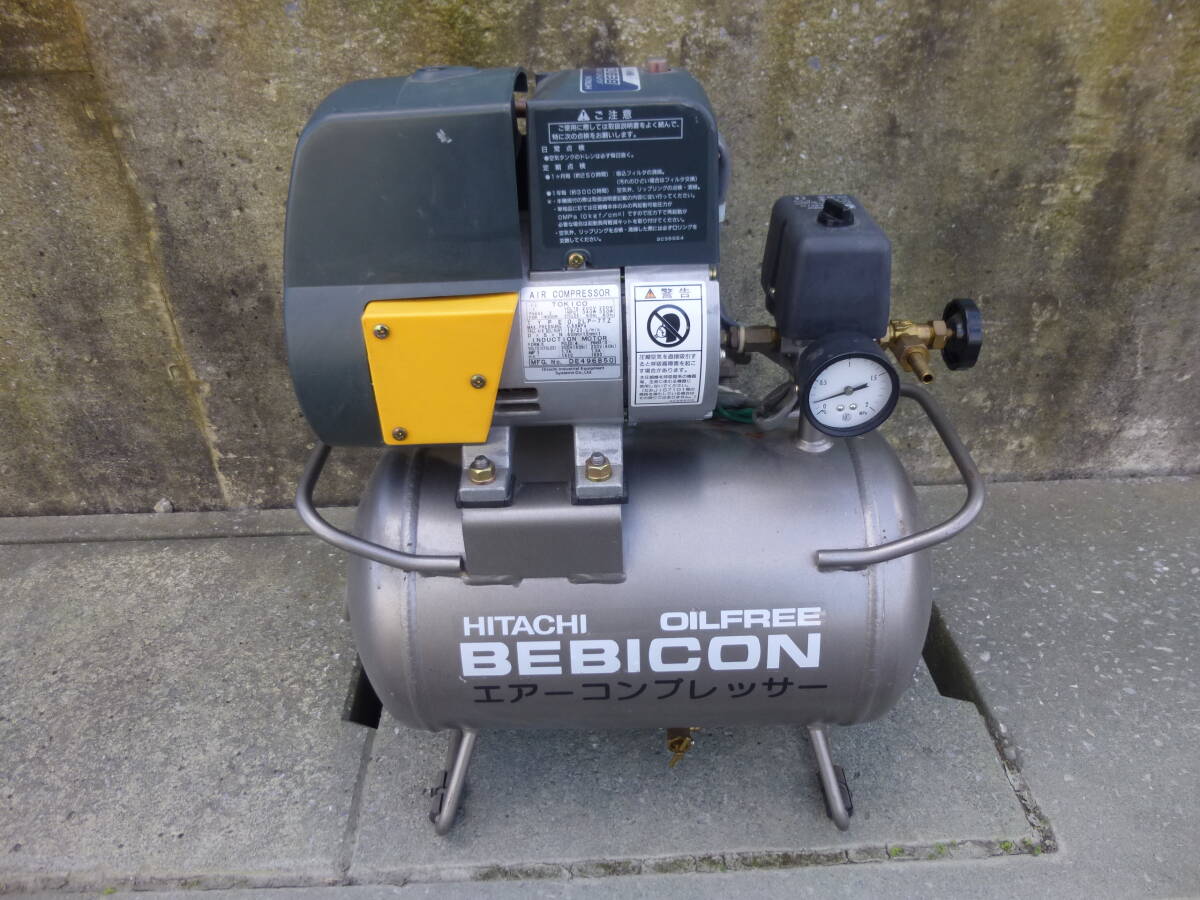 ◇中古 動作確認済み 日立 オイルフリー ベビーコンプレッサー 三相200V ベビコン 0.2LP-7TZ 12L 検索 車 整備 タイヤ交換 道具 ツール拍卖