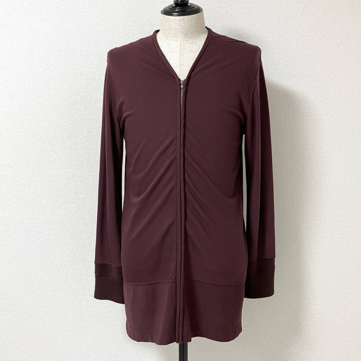 AD1997 コムデギャルソンオムプリュス バイアス ウール ジップ ニット カーディガン エンジ HOMME PLUS 90s VINTAGE archive 4080620拍卖