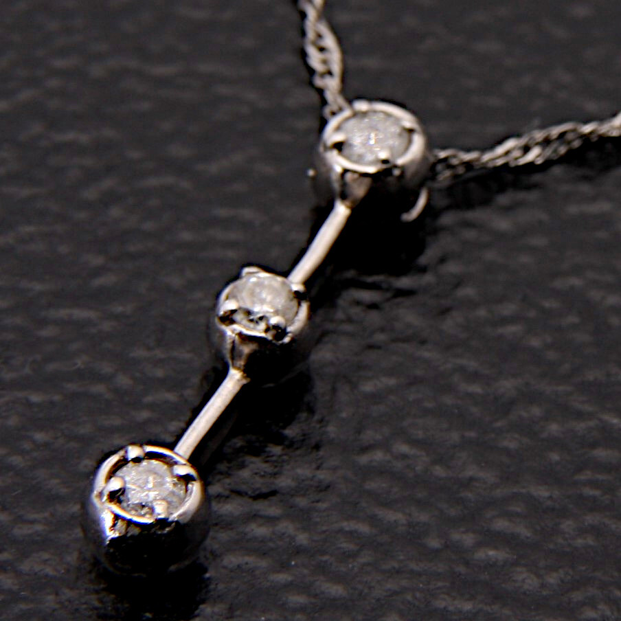 ★☆Pt850/Pt900プラチナ天然ダイヤモンド0.15Ctネックレス40cm!MJ-2505拍卖