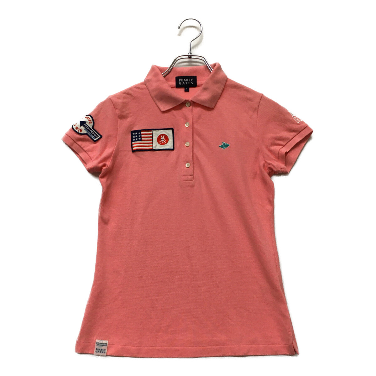 coco 中古 パーリーゲイツ PEARLY GATES レディース 半袖ポロシャツ 1(M) ピンク 刺しゅう ワッペン ネコパケ発送可 94713拍卖