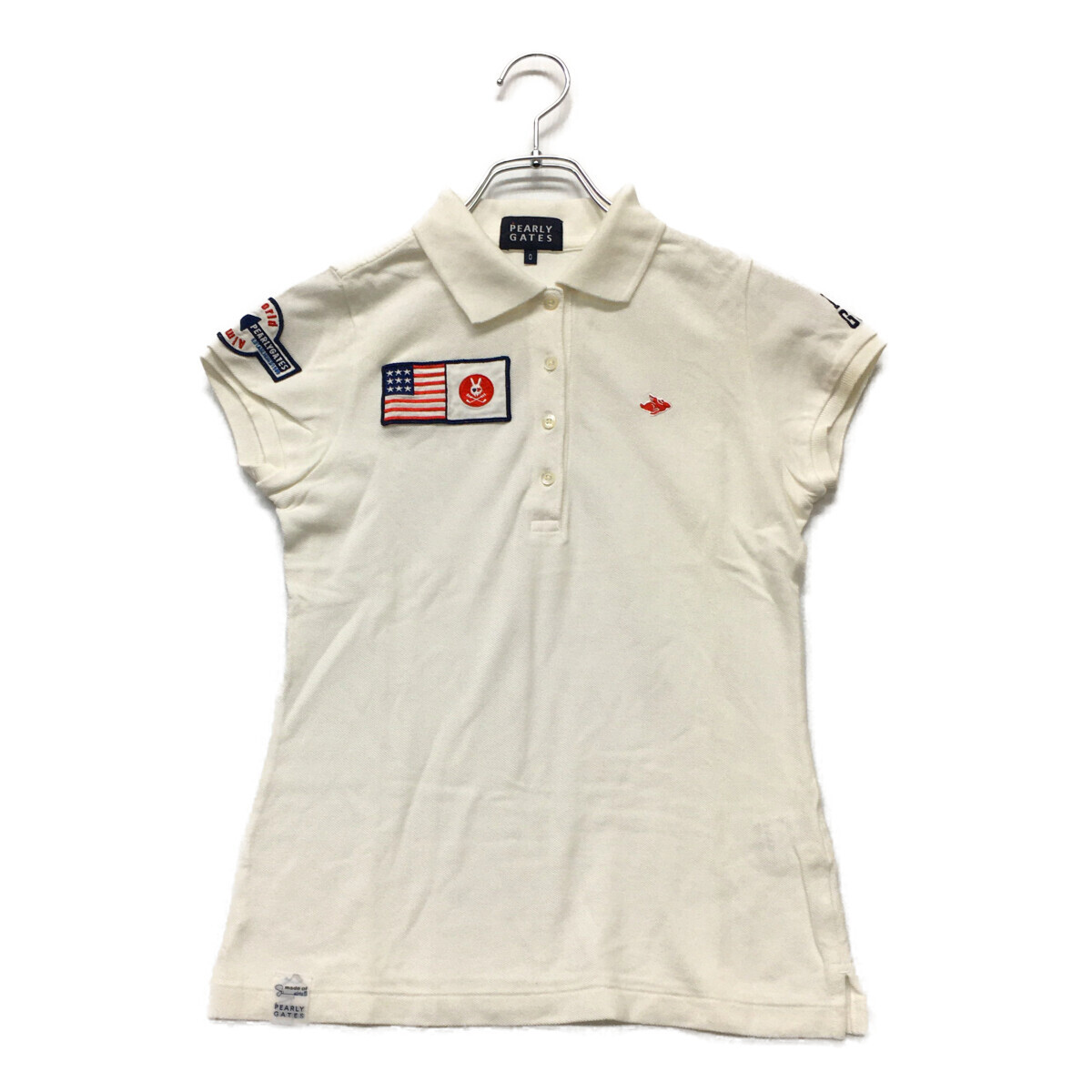 coco 中古 パーリーゲイツ PEARLY GATES レディース 半袖ポロシャツ 0(S) 白 ホワイト 刺しゅう ネコパケ発送可 94715拍卖